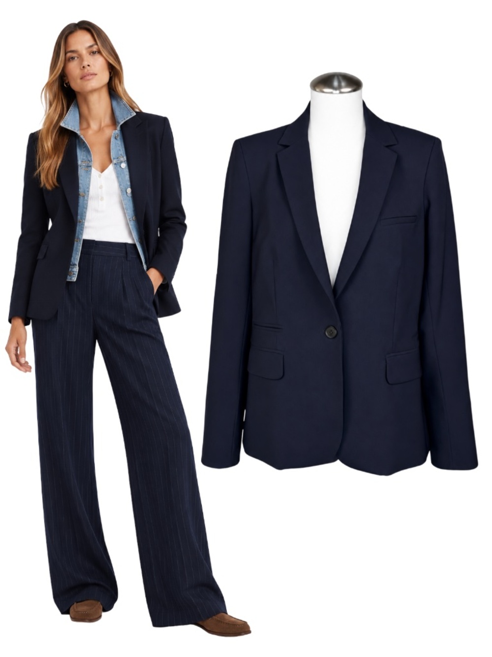 $545 Veronica Beard Classic Dickey Jacket Blue Wool Blazer Size 8